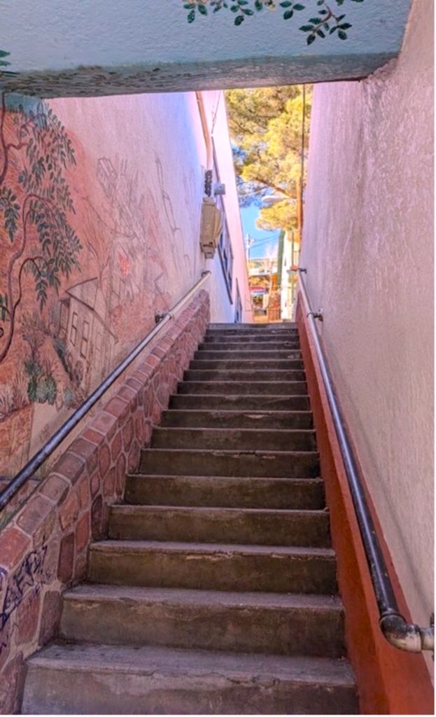 House murals seen during ascent of the 1,000 Stair Climb in quirky Bisbee, Arizona. Photo c. Victor Aziz