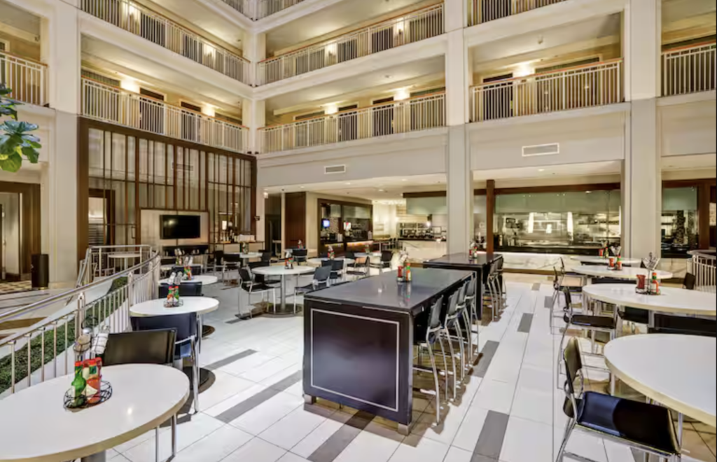 The stylish atrium at the Embassy Suites Chicago Photo c. Embassy Suites.