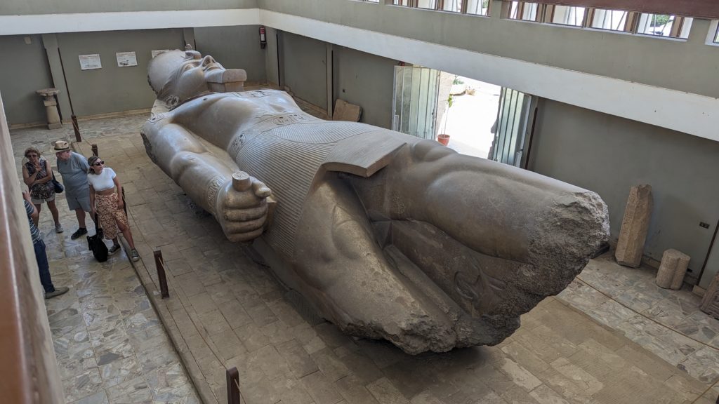 A museum was built around this collossal statue of King Ramsses II found at ancient Memphis, a UNESCO World Heritage Site in Egypt.