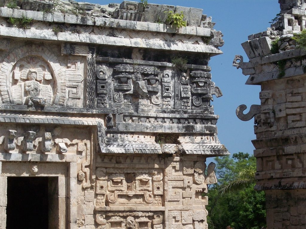 Wall of one of the Mayan temples found near Playacar on Mexico's Yucatan peninsula. Photo c. JT Yoder for pixabay.