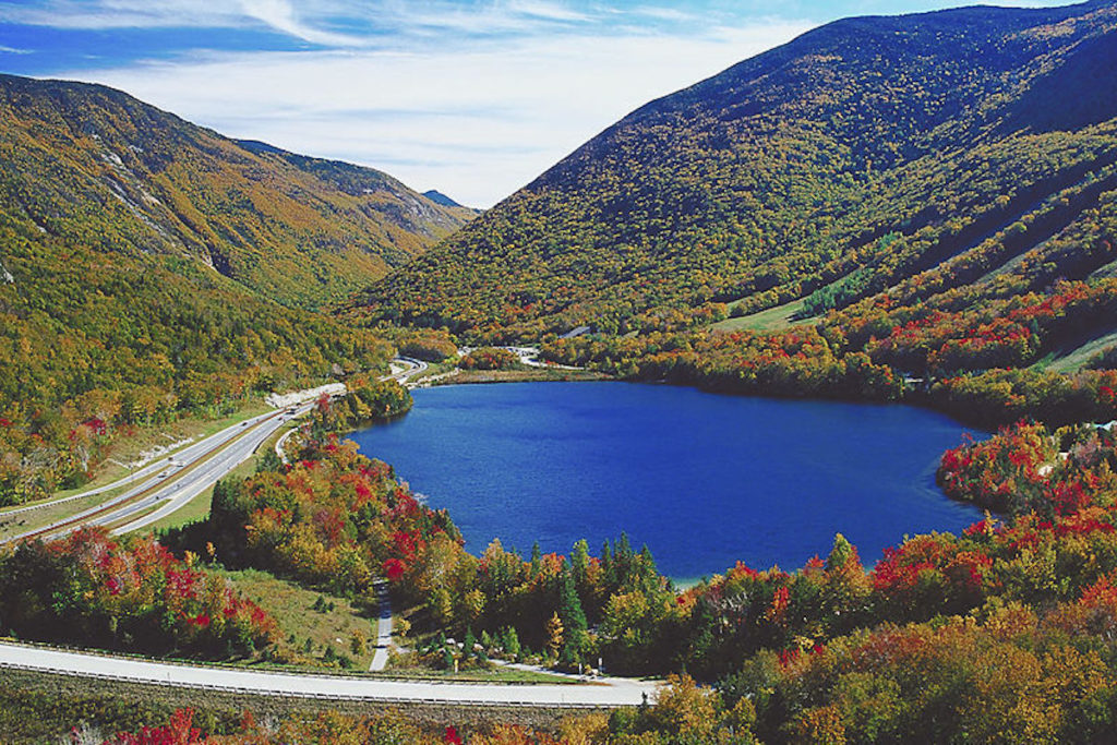 Scenic mountain lake is the wonderful centerpiece of New Hampshire family camping resorts.