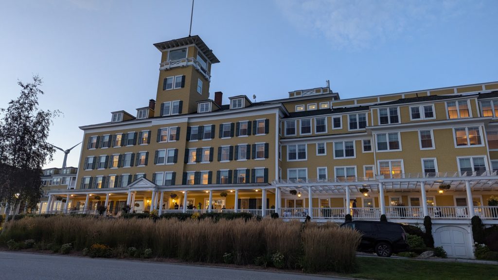 The historic yellow facade of the Mountain View Grand has overlooked the White Mountains since 1865. 