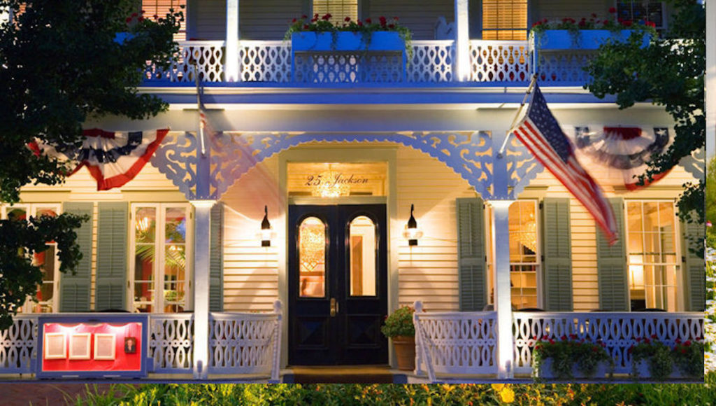 The Virginia Hotel seen at night in Cape May, New Jsrsey. Photo c. Cape Resorts Group