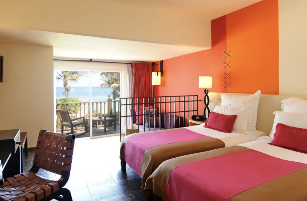 Deluxe, two-bedded room at the Club Med all-inclusive resort in Cancun. Photo c. Club Med