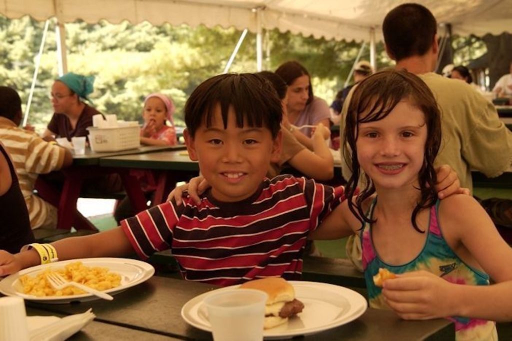 Meals are rated 'pretty good' when families spend summer weekends at Camp Getaway.