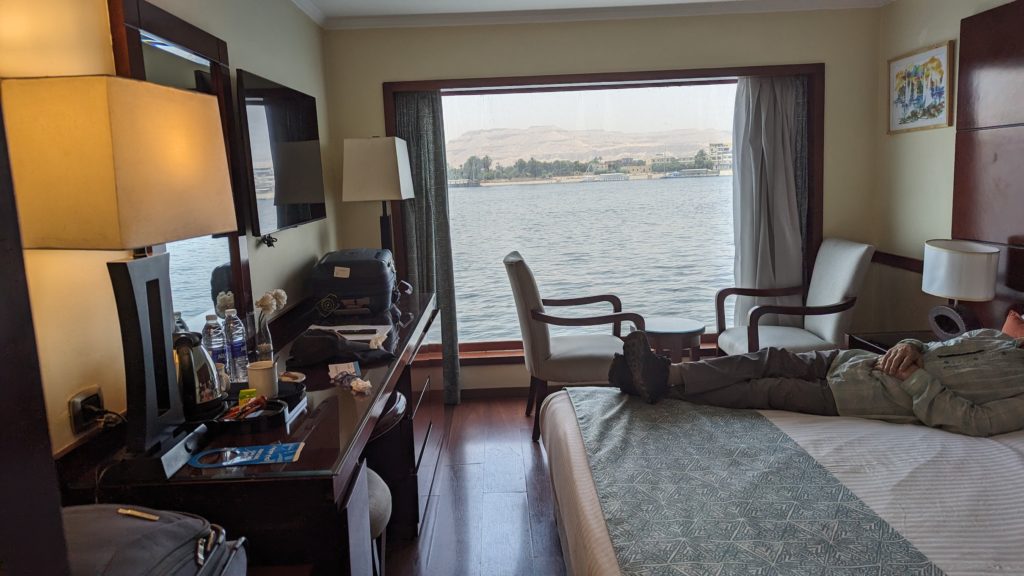 All cabins on the the Amwaj Livingstone river cruiser have Nile River views.