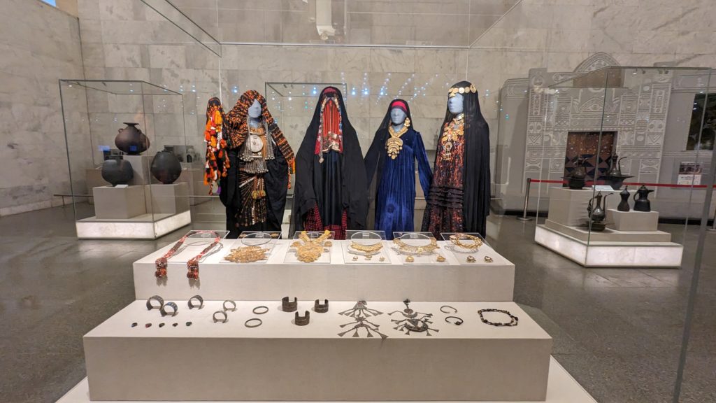 Traditional Egyptian costumes at NEMC Museum of Civilization in Cairo, a stop on your Egypt Itinerary..