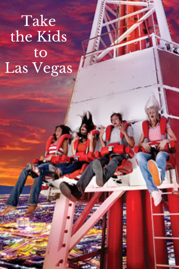 PIN of family on the Stratosphere Bungy Ride for Take the Kids to Las Vegas story.