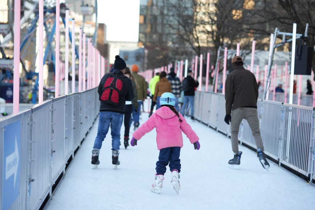 Public skating rinks are at the heart of Montreal's Festival en Lumiere. Photo by Benoit Rousseau 