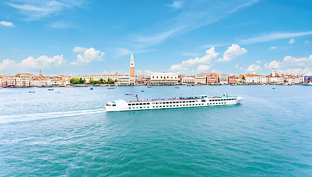 The CroisiEurope ship Michelangelo sails the Venice lagoon. Photo by Alexandre Sattler for CroisiEurope.