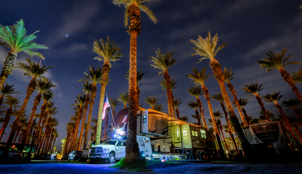 A slideout RV expands on the sides to provide plenty of family sleeping room on a bucket list to Las Vegas. Photo c. RVIA