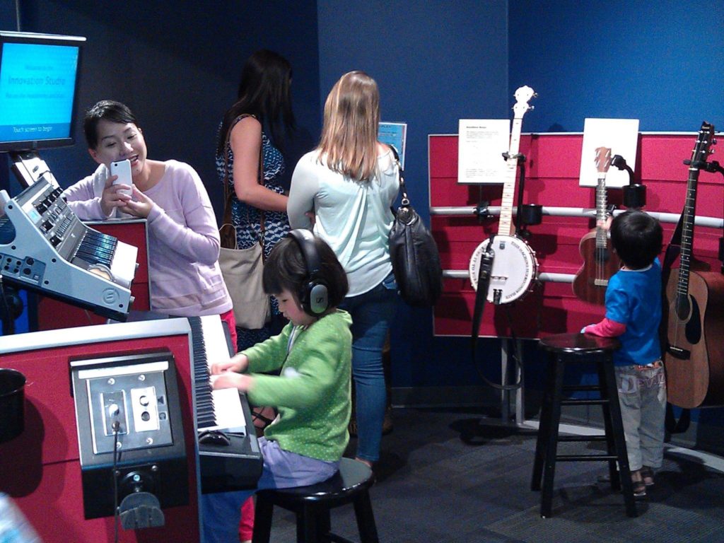 Kids of all ages can try playing different instruments at the fun Museum of Making Music, a favorite Carlsbad family attraction.