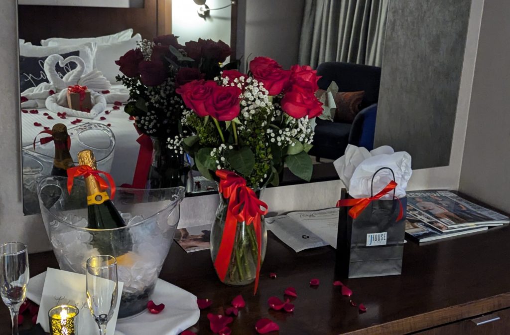 The J House Greenwich welcomes lovers with champagne, roses, chocolates and more for Valentine's Day.