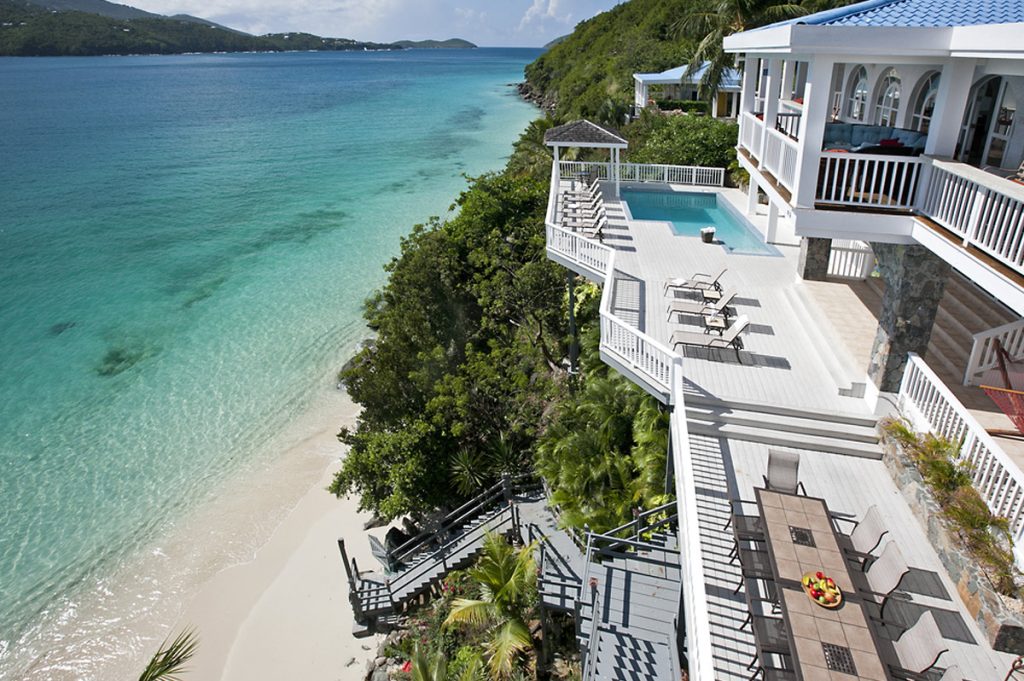 Rent the Sand Dollar Estate and overlook one of St. Thomas' family beaches. Photo c. Sand Dollar Estate.