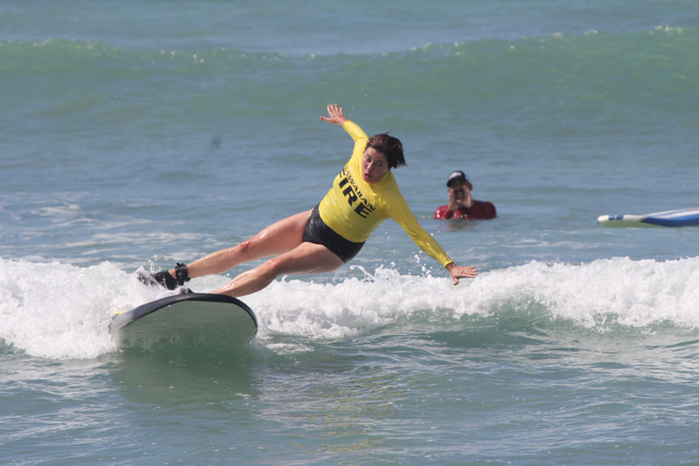 Author takes surfing lessons.