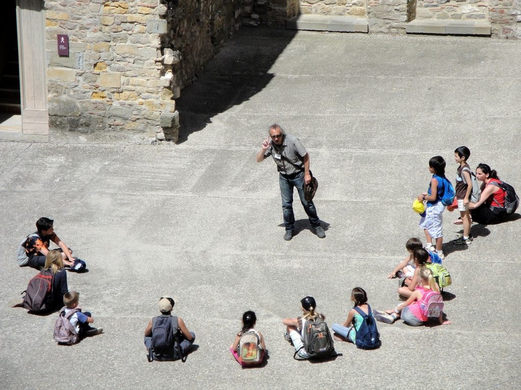 Teens and group leader