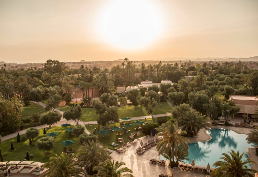Club Med la Palmeraie outside Marrakech, Morocco, at dusk
