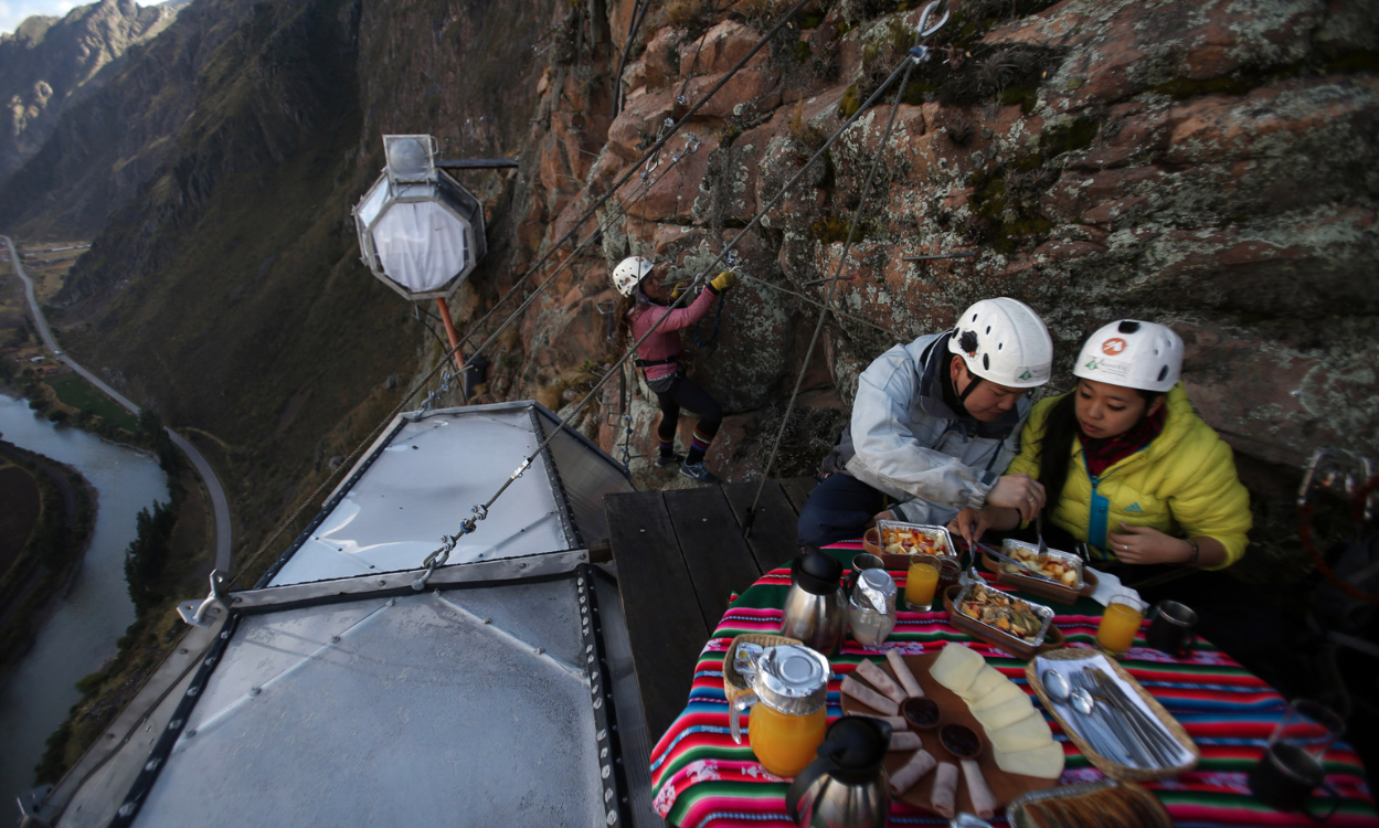 Skylodge Adventure Suite overlooks Peru's Sacred Valley of the Incas