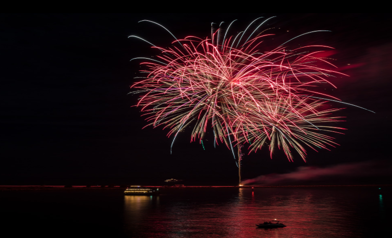 New Year's Eve means great fireworks over the beach at Clearwater Beach, Florida