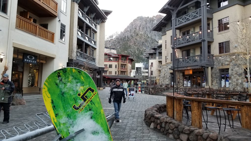 The Village at Squaw Valley has family-friendly shops, restaurants, a wine bar, yoga studio and great coffee.