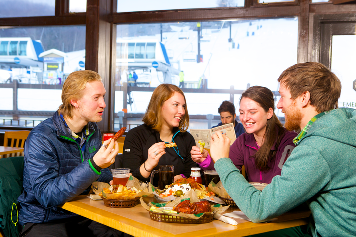 Mid-mountian dining options include lots of healthy, local fare to enjoy while warming up. Photo c. Okemo Mountain Resort.