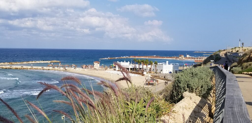 The boardwalk along the Mediterranean coast of Tel Aviv