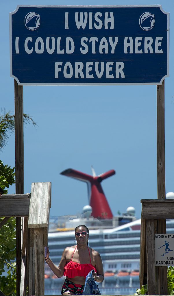 Happy cruise passenger in Bahamas