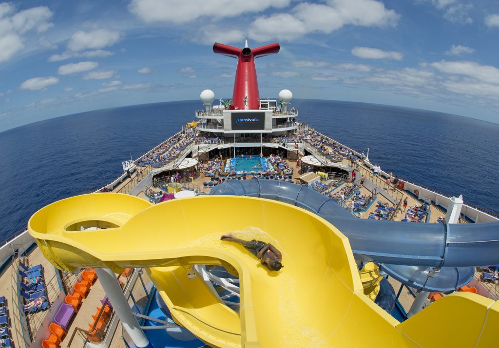 Twister slide on Carnival Sunrise's Waterworks Pool Deck