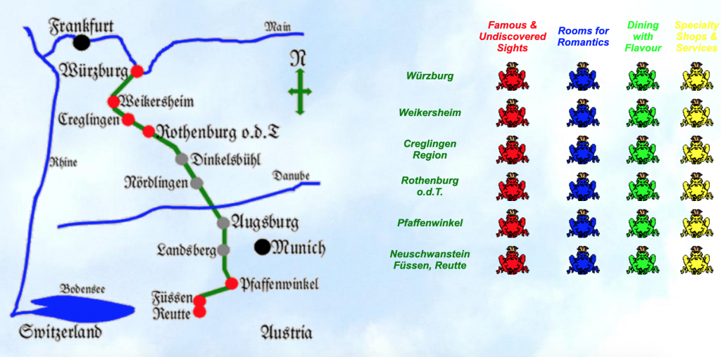 Map of Germany's Romantic Road from romanticroad.com