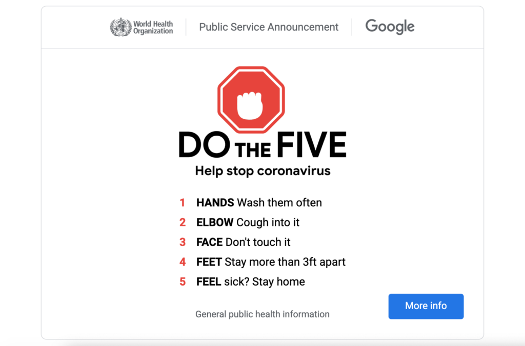 5 Coronavirus prevention tips from WHO