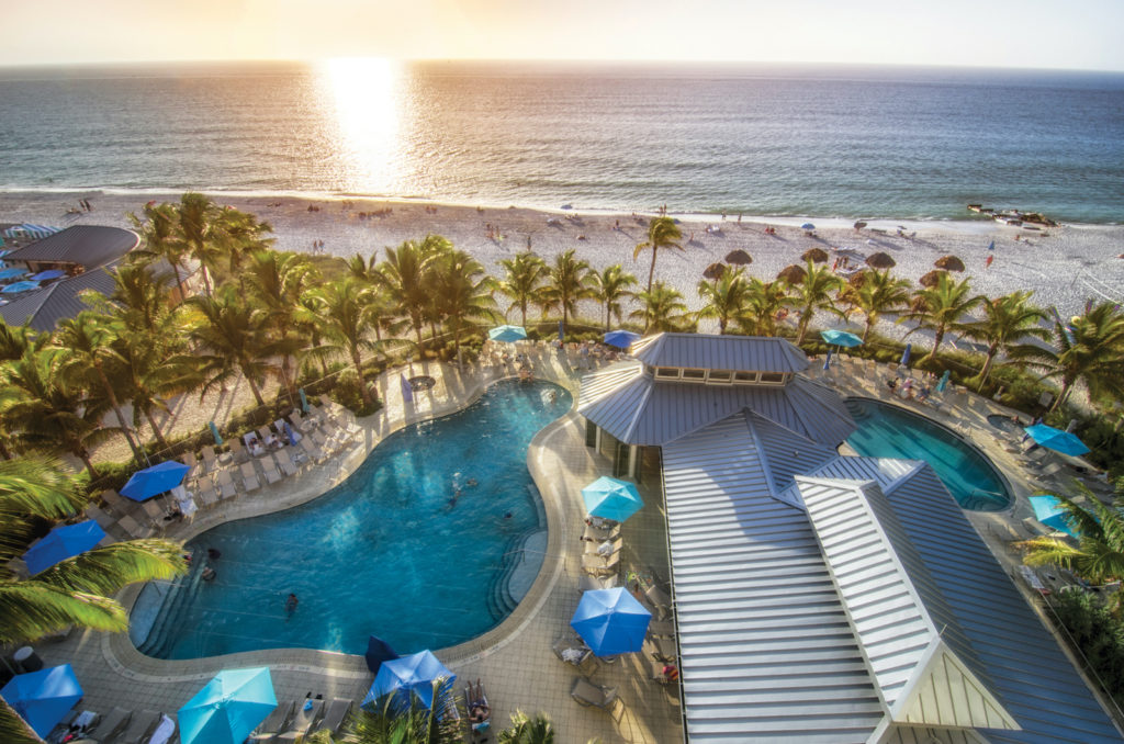 Aerial view of Naples Beach Hotel & Golf Club in Florida.
