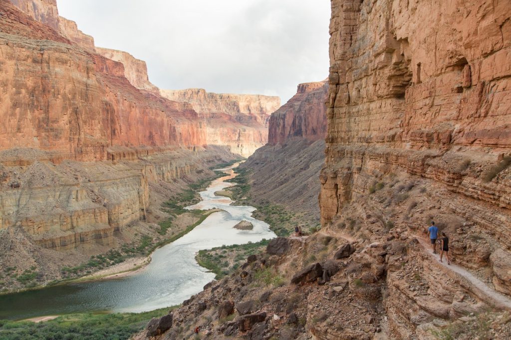 Aerial of Colorado River seen flowing through Grand Canyon
