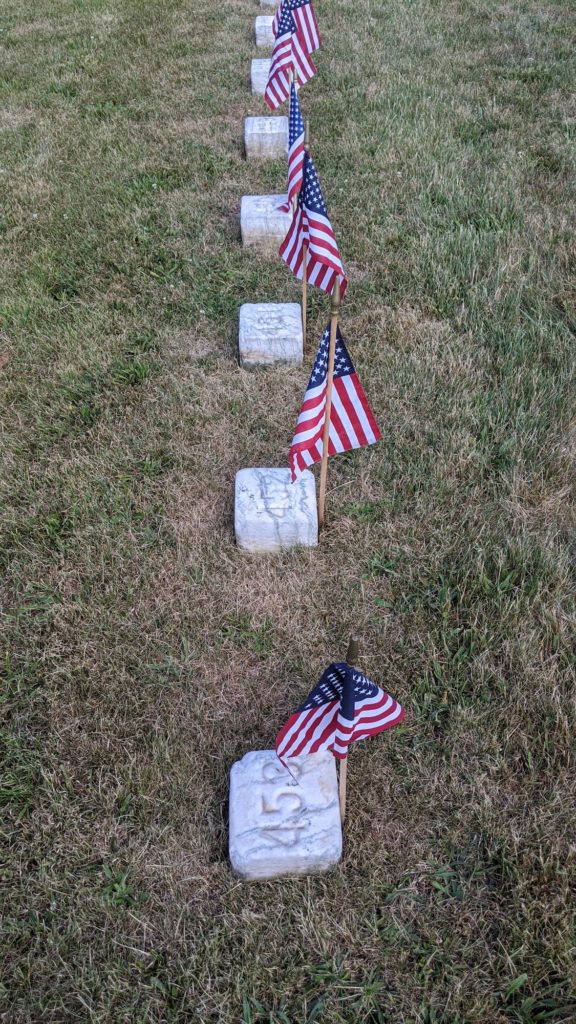 Grave markers at Soldiers' National Cemetery at Gettysburg.