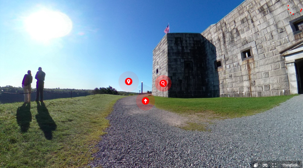 Screen of virtual tour of Fort Knox in Maine.