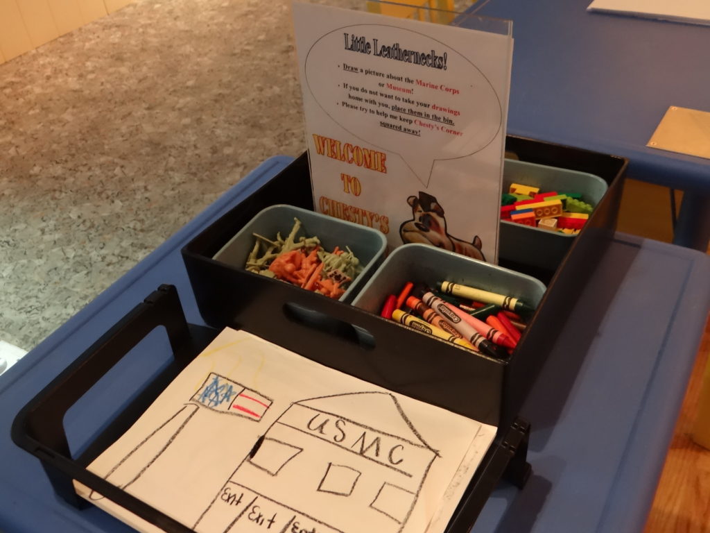 Kids art workshops take place often at the Marine Corps Museum.
