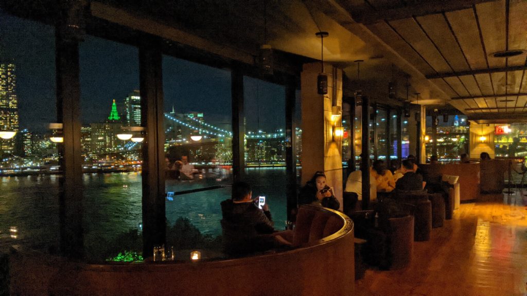 Harriet's Rooftop Lounge at the One Hotel Brooklyn has Brooklyn Bridge and New York City views.