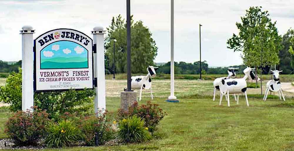 Outside Ben & Jerry's Factory in Vermont.