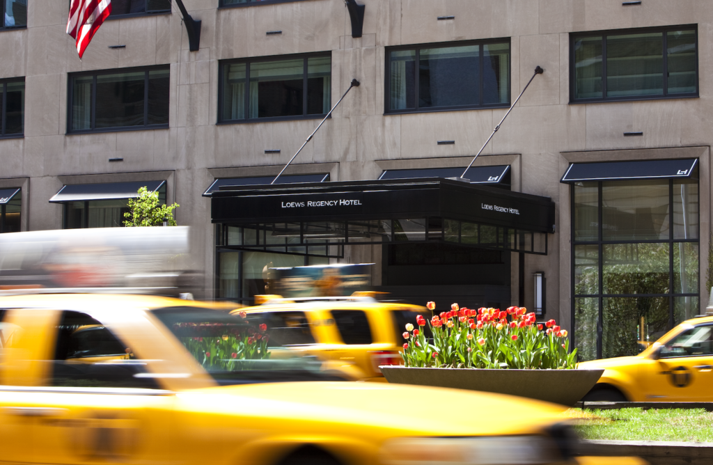 The Park Avenue entrance of the Loews Regency New York Hotel. Photo c. Loews Hotel