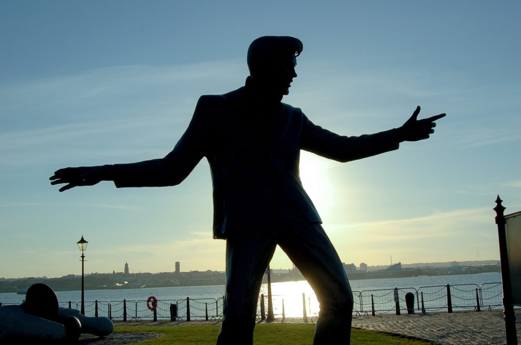 Elvis Presley statue on the waterfront.