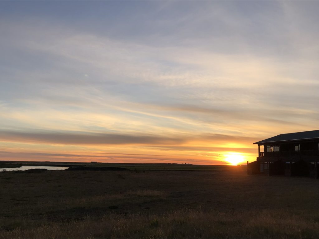 The remote Hotel Ranga in southern Iceland seen at sunset. Photo by Bethany Kandel.