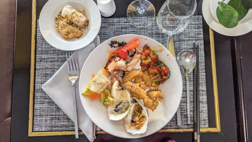 Plate of seafood served aboard an Ambassador Cruise in Halong Bay Vietnam.
