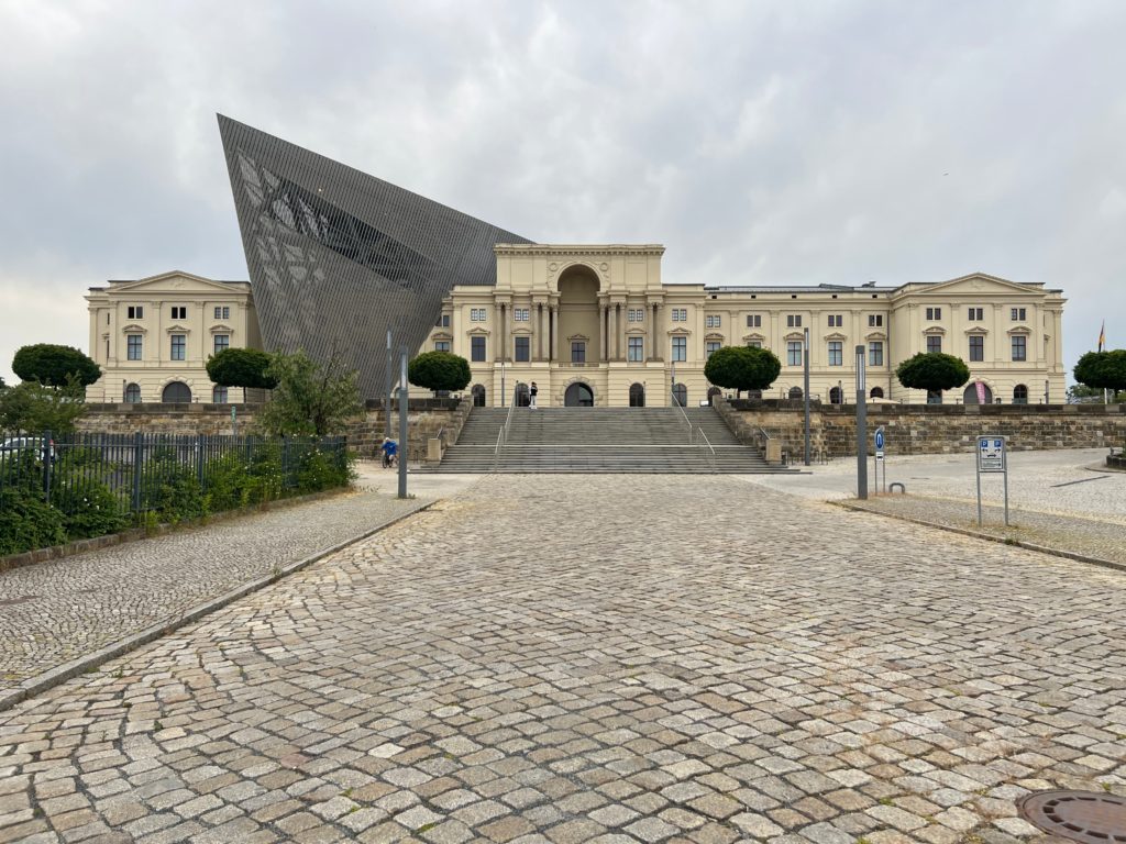 The dramatic architecture of the Miliary History Museum in Dresden, Saxony.