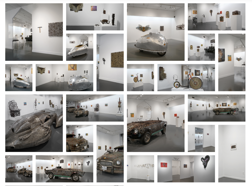 A selection of work by blacksmith artist Joe Haden, whose work is featured at The Art Car Museum in summer 2023. Photo c. Art Car Museum.