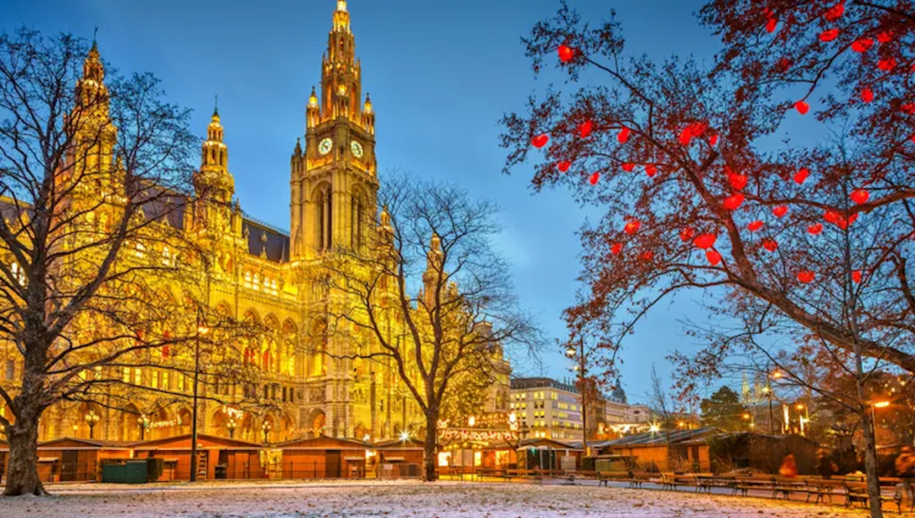 Vienna glows with holiday lights at Christmas Markets around town. Photo c. S Borisov for CroisiEurope