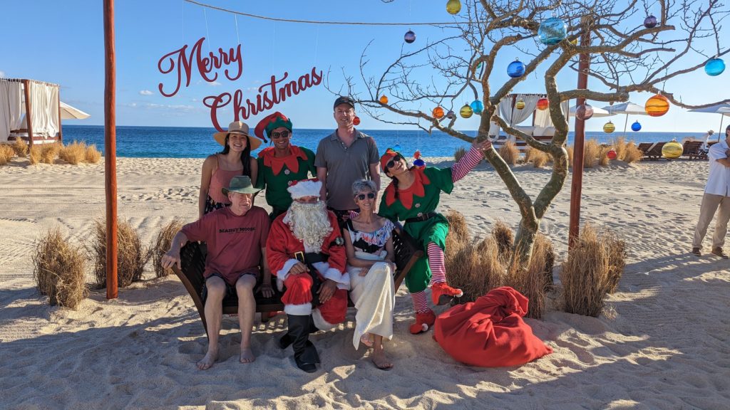 Celebrating the Christmas holiday on the beach at Las Ventanas al Paraiso on the Los Cabos Corridor.