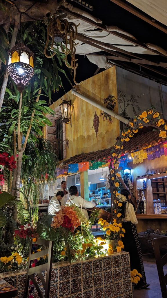 The courtyard of Jazmin's, a traditional Mexican eatery in the historic Centro of San Jose del Cabo.