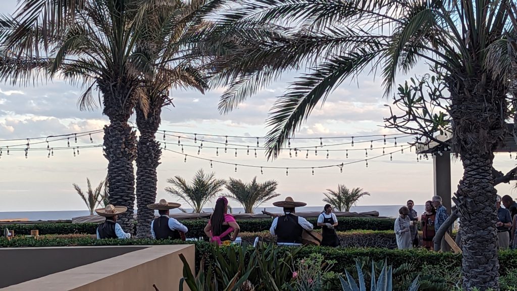 A mariachi band performs for guests outdoors at the JW Marriott Los Cabos Resort & Spa in Puerto Los Cabos.