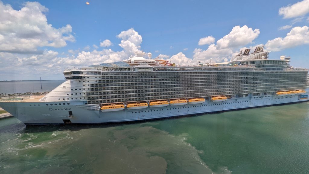 Royal Caribbean's Oasis of the Seas at port in Port Canaveral, Florida. Photo c. Kyle McCarthy/FamilyTravelForum