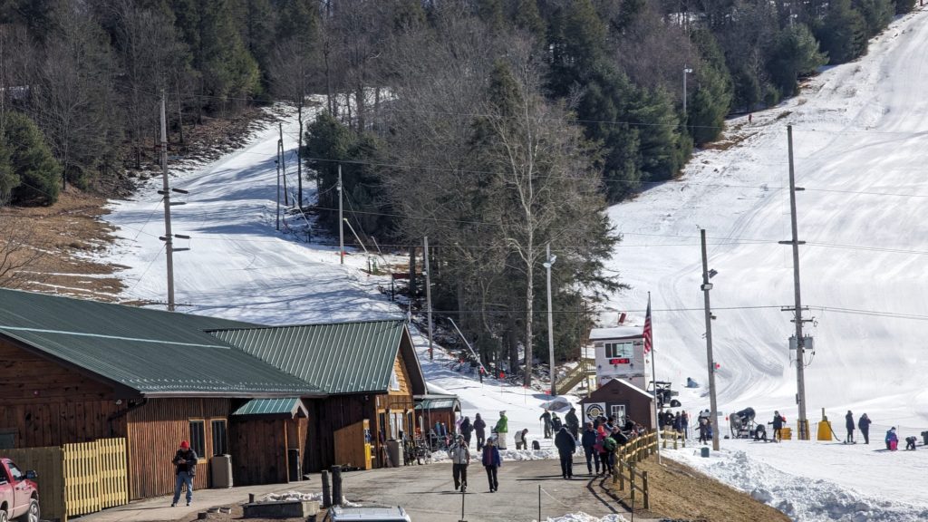 Base area of Holiday Mountain Ski and Fun Park in Monticello. The Catskills top family attraction in winter.