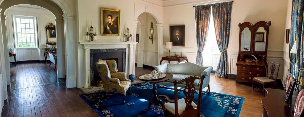 The great room of the restored Berkeley Plantation, a James River plantation. Photo c. Berkeley River Plantation